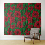 Poinsettia, Weihnachtsmuster Wandteppich (Beispiel (Horizontal))