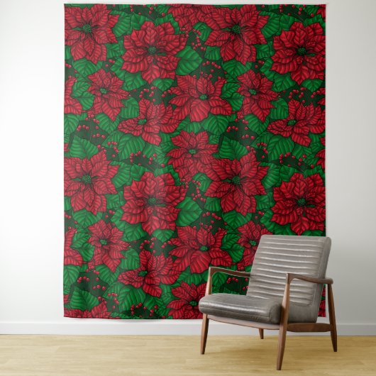 Poinsettia, Weihnachtsmuster Wandteppich (Beispiel)