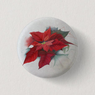 Poinsettia WeihnachtsÖlgemälde Button
