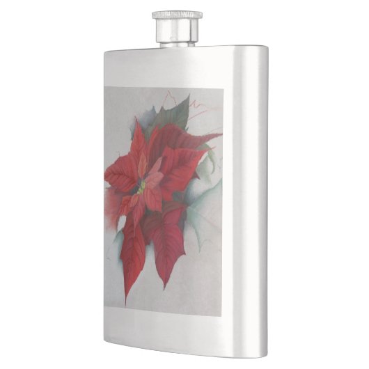 Poinsettia-WeihnachtsÖlgemälde Flachmann (Links)