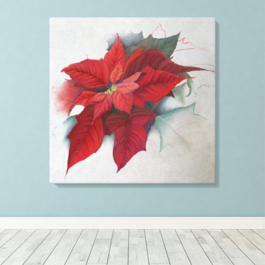Poinsettia-WeihnachtsÖlgemälde Leinwanddruck (Insitu (Holzboden))