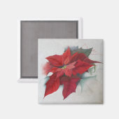 Poinsettia WeihnachtsÖlgemälde Magnet (Vorderseite/Rückseite)