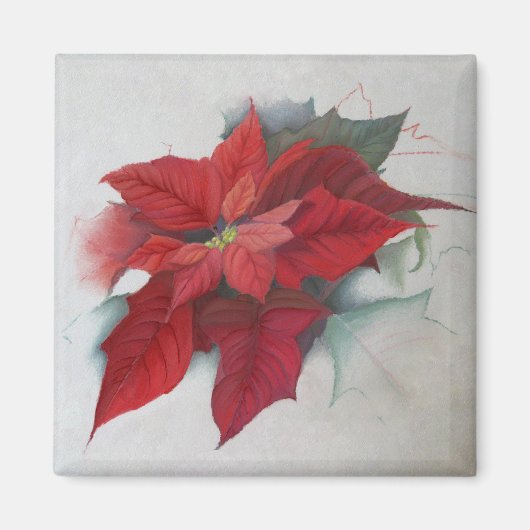 Poinsettia WeihnachtsÖlgemälde Magnet (Vorne)