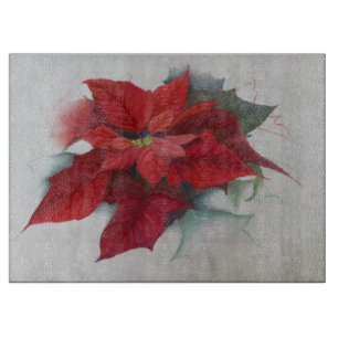 Poinsettia-WeihnachtsÖlgemälde Schneidebrett