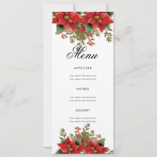 Poinsettia Weihnachtsprogramm und Menü Einladung (Rückseite)
