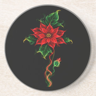 Poinsettia Weihnachtsstern im Rauch – Smoke Garden Getränkeuntersetzer