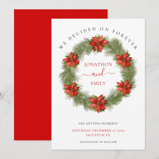 Poinsettia WeihnachtsWedding Save the Date (Vorne/Hinten)