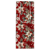 Poinsettia White Red Green Geschenktüte Für Weinflaschen (Vorderseite)