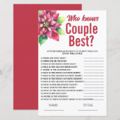 Poinsettia Who knows Couple  Bridal Shower Game (Vorne/Hinten)