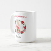 Poinsettia Winter Bunny Name Weihnachten Tasse (Vorderseite Links)