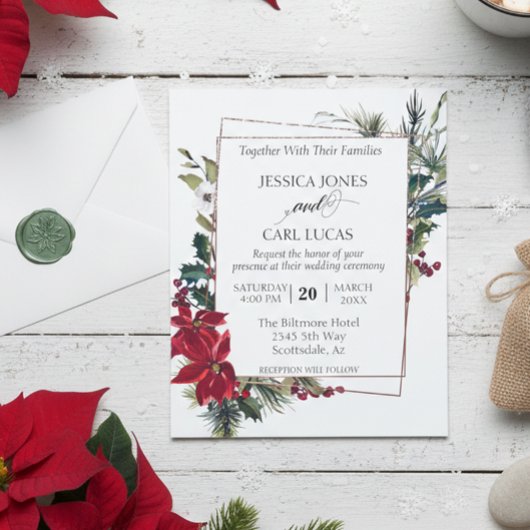 Poinsettia Winter Christmas Blumenrahmen Budget Flyer