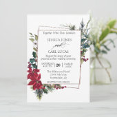 Poinsettia Winter Christmas Blumenrahmen modern Einladung (Stehend Vorderseite)