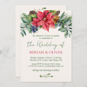 Poinsettia Winter Greenerity Wedding Einladung (Vorne/Hinten)