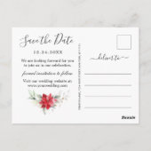 Poinsettia Winter Greenerity Wedding Save the Date Postkarte (Rückseite)