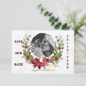 Poinsettia Winter-Kämpfe Hochzeit retten Datum Save The Date (Stehend Vorderseite)