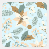 Poinsettia Winteraufkleber Quadratischer Aufkleber (Vorderseite)