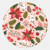Poinsettia Winteraufkleber Runder Aufkleber (Vorderseite)