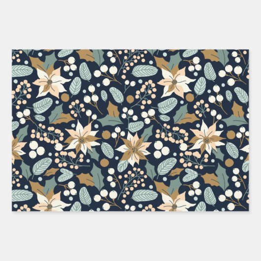 Poinsettia Winterurlaub Geschenkpapier Set (Vorderseite)