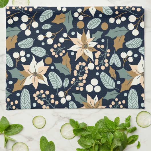 Poinsettia Winterurlaub Geschirrtuch (Gefaltet)