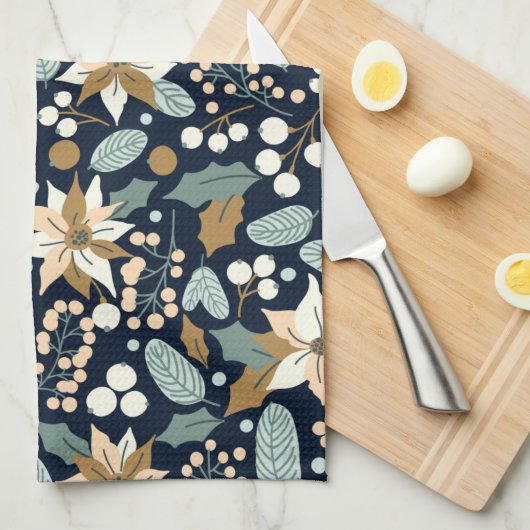 Poinsettia Winterurlaub Geschirrtuch (Viertel Falte)