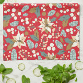 Poinsettia Winterurlaub im Hintergrund Geschirrtuch (Gefaltet)