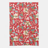 Poinsettia Winterurlaub im Hintergrund Geschirrtuch (Vertikal)