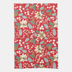 Poinsettia Winterurlaub im Hintergrund Geschirrtuch