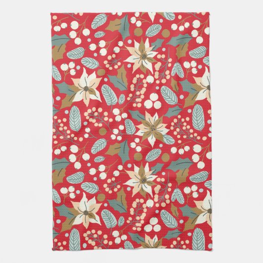 Poinsettia Winterurlaub im Hintergrund Geschirrtuch (Vertikal)