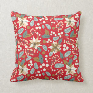 Poinsettia Winterurlaub im Hintergrund Kissen