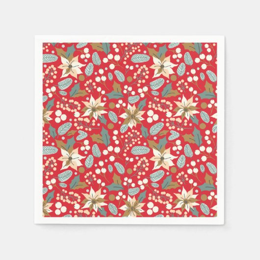 Poinsettia Winterurlaub im Hintergrund Serviette (Vorderseite)