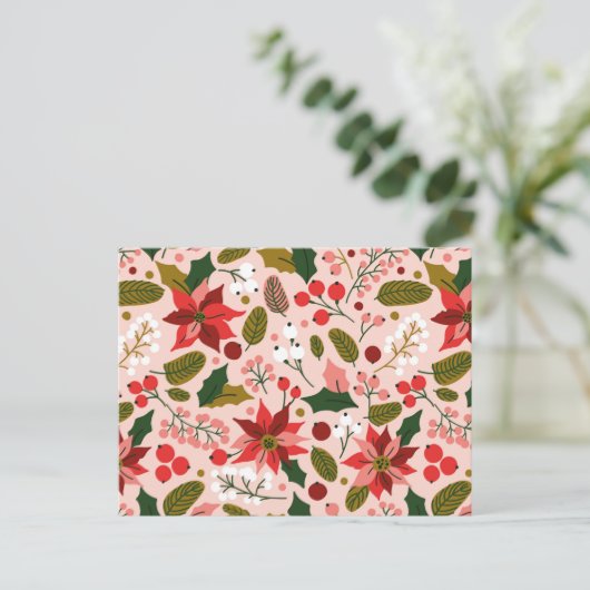 Poinsettia Winterurlaub Postkarte (Stehend Vorderseite)