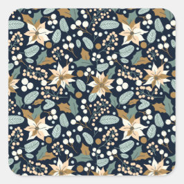 Poinsettia Winterurlaub Quadratischer Aufkleber