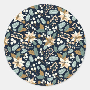 Poinsettia Winterurlaub Runder Aufkleber