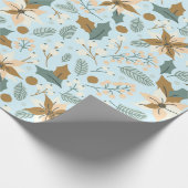 Poinsettia Winterurlaubswrapping Paper aquamarin Geschenkpapier (Ecke)
