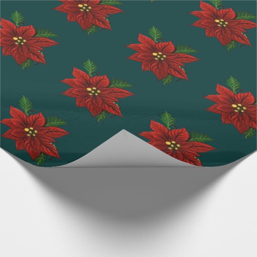 Poinsettia Wrapping Paper Geschenkpapier (Ecke)