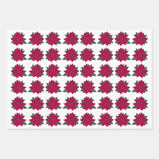 Poinsettia Wrapping Paper Geschenkpapier Set (Vorderseite)