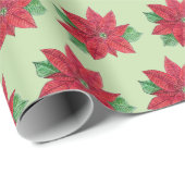 Poinsettia Wrapping Paper - Minze Hintergrund Geschenkpapier (Rolleneckpunkt)