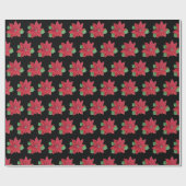 Poinsettia Wrapping Paper - Schwarzer Hintergrund Geschenkpapier (Flach)