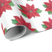 Poinsettia Wrapping Paper - Weißer Hintergrund Geschenkpapier (Rolleneckpunkt)