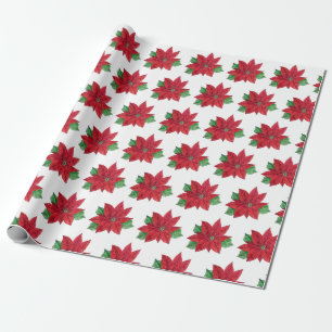 Poinsettia Wrapping Paper - Weißer Hintergrund Geschenkpapier