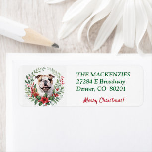 Poinsettia Wreath Bulldog Holiday Rücksendeadresse