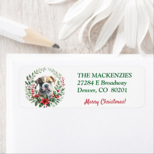 Poinsettia Wreath Bulldog Puppy-Rücksendeadresse
