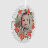 Poinsettia Wreath Candy Cane Grandeleltern Foto Ornament (Vorderseite)