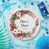 Poinsettia Wreath Christmas Pappteller (Party)