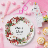 Poinsettia Wreath Christmas Pappteller (Party)