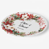 Poinsettia Wreath Christmas Pappteller (Schrägansicht)