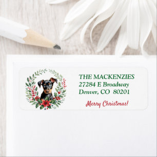 Poinsettia Wreath Doberman Puppy Rücksendeadresse