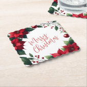 Poinsettia Wreath – Elegant Christmas Florals Untersetzer (angewinkelt)