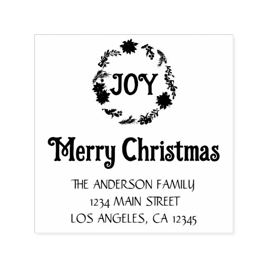 Poinsettia Wreath Frohe Weihnachtsfeier Rücksendea Permastempel (Design)