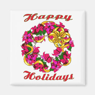 Poinsettia Wreath Magnet